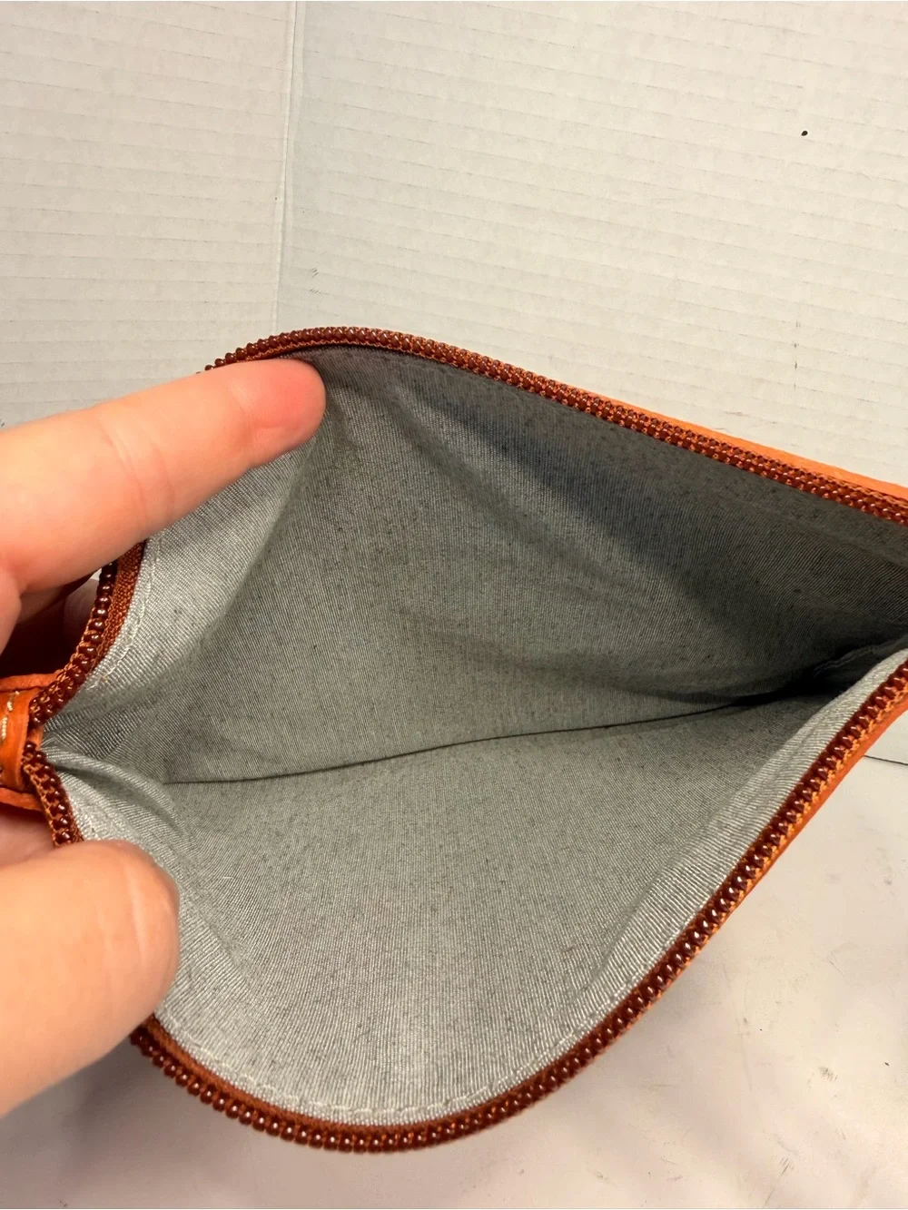 Roots Canada Orange Genuine Leather Wristlet Clutch with MB80 Embroid